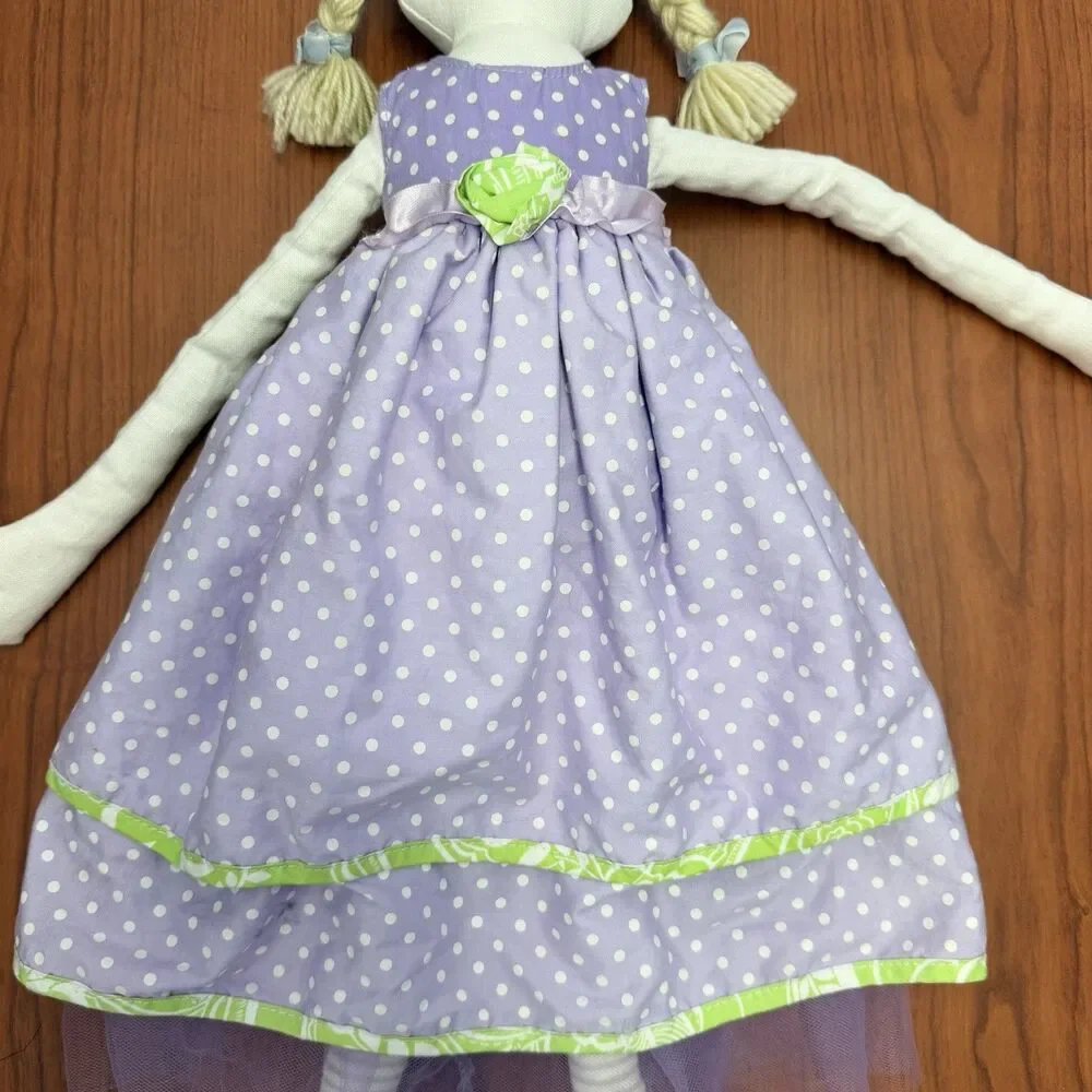 Pottery Barn Kids Princess Doll 30” Purple Polka Dot Cloth Plush 2011 PBK